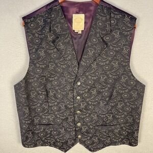 Vintage Wah Maker XL Western Vest Notch Lapel Brocade Old West SASS USA Made
